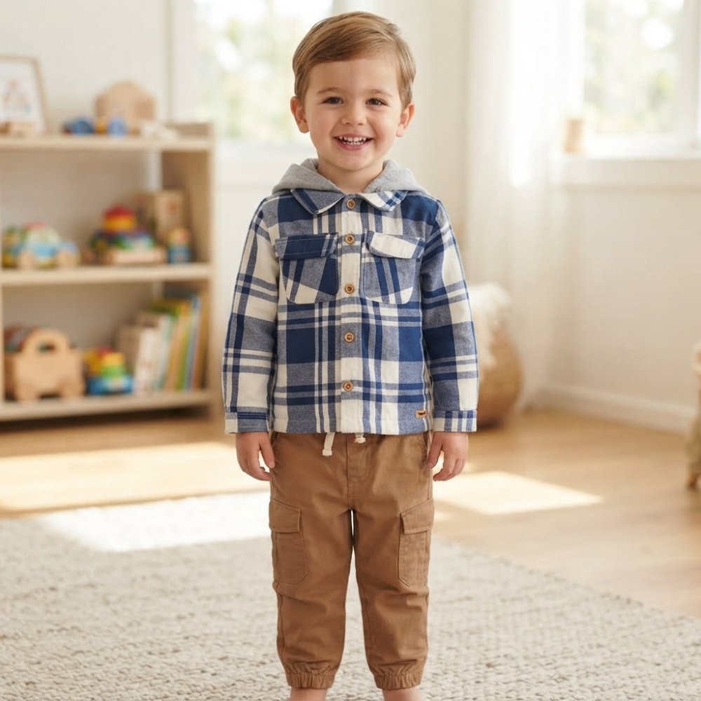 J15999: Boys Brushed Cotton Jacket With Brush Back Hood & Pant Outfit (2-4 Years) J15999: Boys Brushed Cotton Jacket With Brush Back Hood & Pant Outfit (2-4 Years)